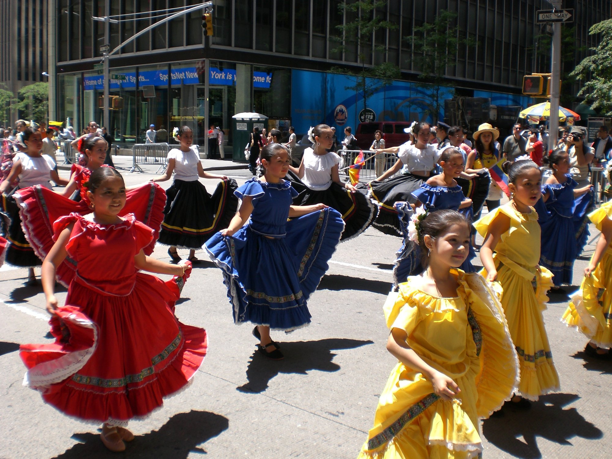 Colombian folk dancers performing at the Immigrants Parade